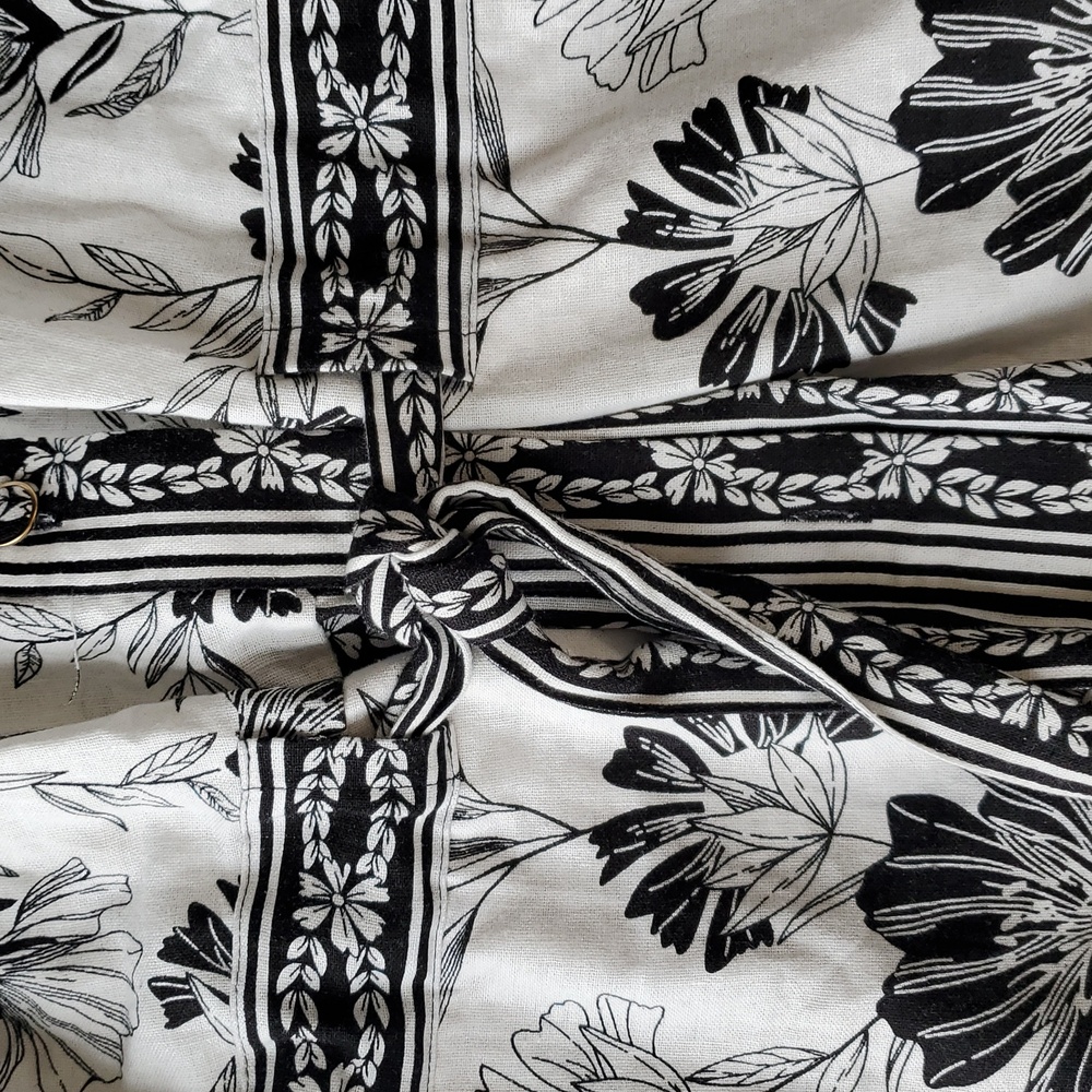 Linen Romper, Black Panther/ Jaguar Tropical Floral Print - Picture 5 of 6